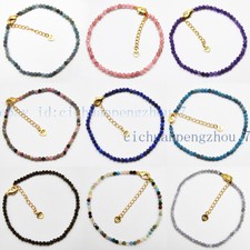 Small 3mm Faceted Multi-Color Natural Mixed Gemstone Round Beads Bracelet 7.5''