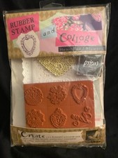 1996 Rubber Stamp and Collage Hearts and Flowers Rubber Stampede Kit New