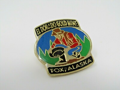 Vintage El Dorado Gold Mine Souvenir Pin Fox Alaska Gold Panning Prospector