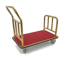 Hotel luggage cart | Bellman's Cart | Rectangular Red Carpet Base | Steel Deluxe