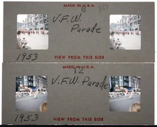 Two Stereo Realist slides VFW Parade Milwaukee 1953 Kodachrome #867