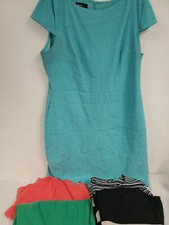ALYX Plus Size 18 Dresses 5 Sheath Coral Aqua Green Solid 2 Stripes