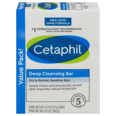 Cetaphil Deep Cleansing Bar, 3 Ct (2 Pack)