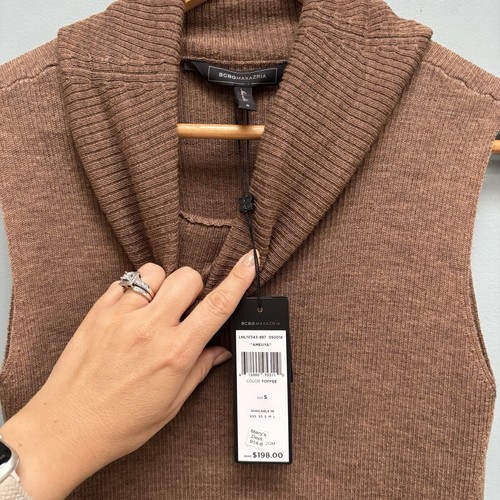 BCBGMaxAzria Merino Wool Brown Sleeveless Turtleneck Dress / Tunic in Toffee S - Picture 4 of 10