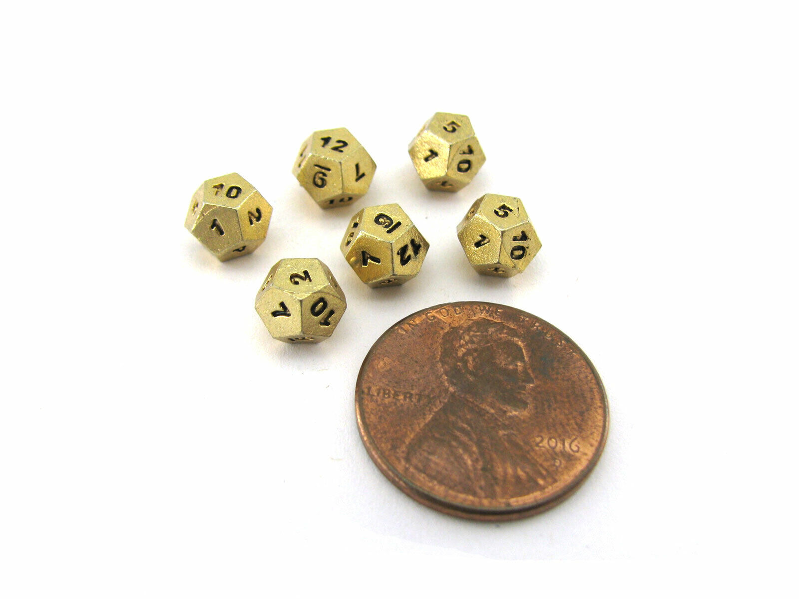 Micro Metal specialty shop 5mm Gold Colored Chessex Dice 6 - Pieces D12 half
