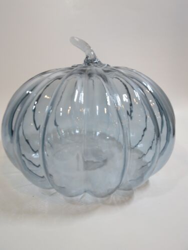 New Huntington Home Glass Pumpkin Short Blue Fall Decor Free Shipping - Picture 1 of 7