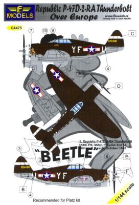 LF Models Decals 1/144 REPUBLIC P-47D-2-RA THUNDERBOLT 358th FG 355th FS in 1943