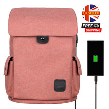 Women Backpack Travel TSA USB PORT 15.6 Laptop Rucksack Waterproof School Bag UK