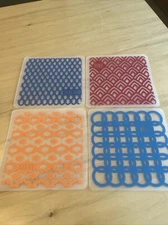 4 Thick Plastic Flexible Cutting Mats Labeled Poultry, Beef, Seafood, Pork
