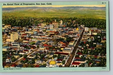 Airplane View Progressive San Jose CA Canning & Dried Fruit C1940 Linen Postcard