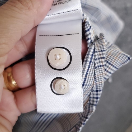UNTUCKit Camicia Elegante Uomo Tg M Grigio Blu Manica Lunga Bottoni Levins Casual Check - Foto 7 di 15