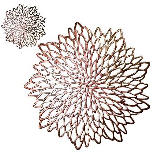 18 Pairs Rose Gold Placemats & Coasters 36 Pcs Bulk Metallic Pressed