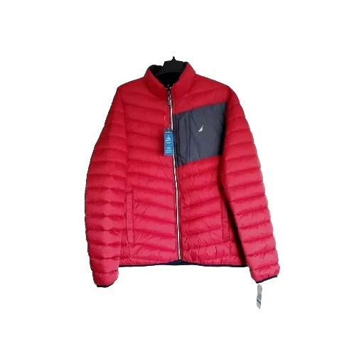 Nautica Performance Packable Puffer Jacket Men's Size XXL Red Gray NWT V221203B