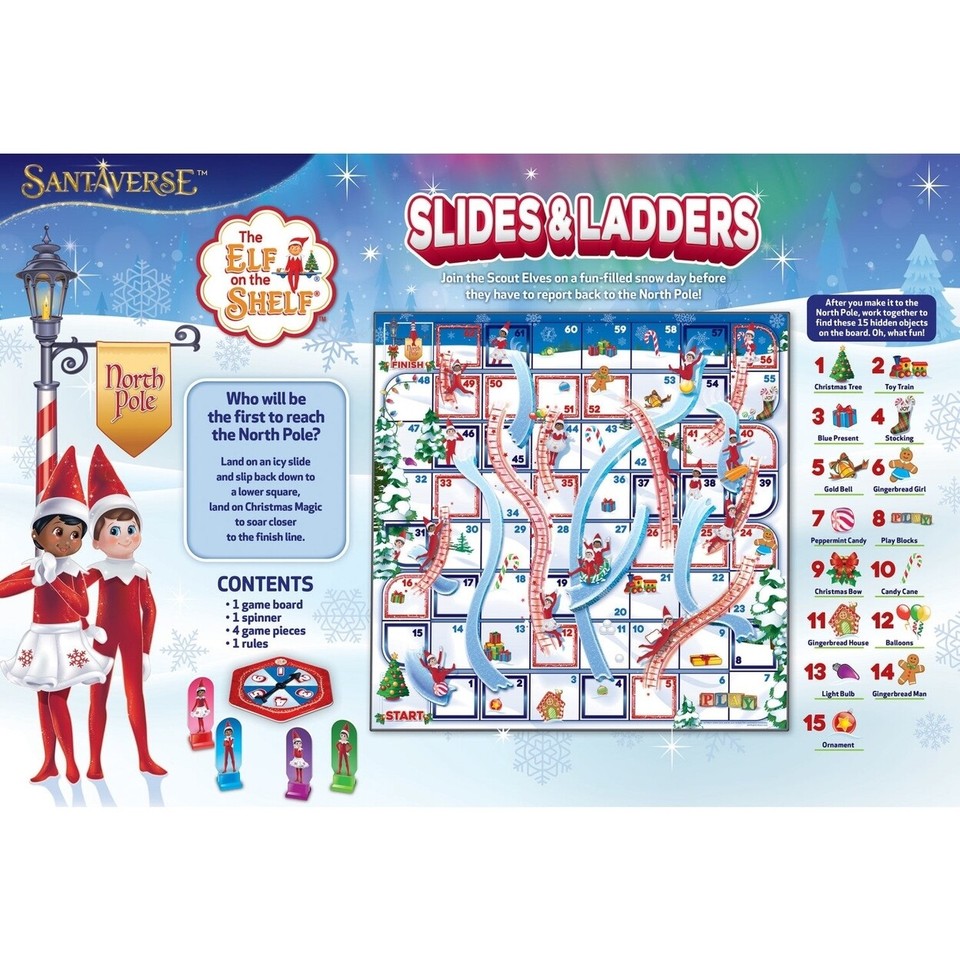 Elf On The Shelf Slides And Ladders Board Game Family Fun Ages 3 And Up