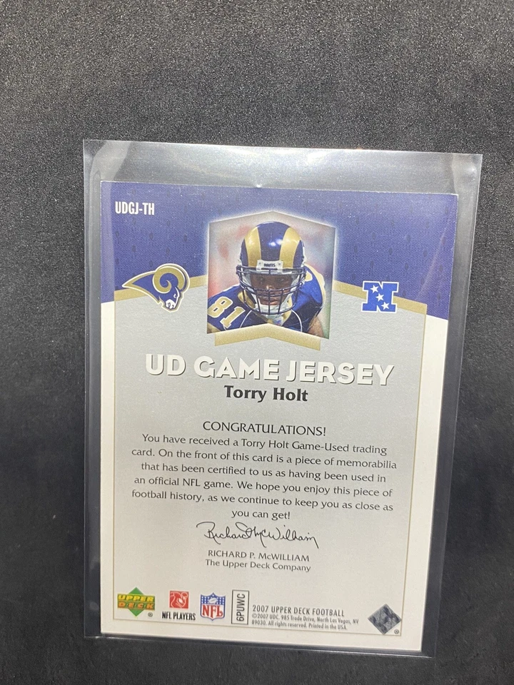 TORRY HOLT 2007 UPPER DECK UD GAME JERSEY EDITION  GAME USED JERSEY A3 - Image 2 of 2