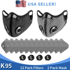 Face Mask Cycling And Active Carbon Filter Reusable Dual Sport Face Mask 2Pcs