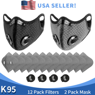 Face Mask Cycling And Active Carbon Filter Reusable Dual Sport Face Mask 2Pcs