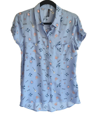 Oodji  High Low Button Blouse Romantic Print Viscose Eu 36 Casual  Holiday