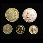 Gold Plated Coin Lot: Morgan,Eisenhower,Washingtons,Jefferson $1 commemorative
