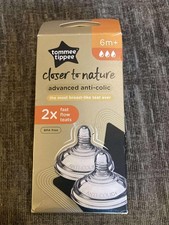 Tommee Tippee Closer To Nature Anti-Colic Fast Flow Teats 6m+ Pack of 2 BPA Free