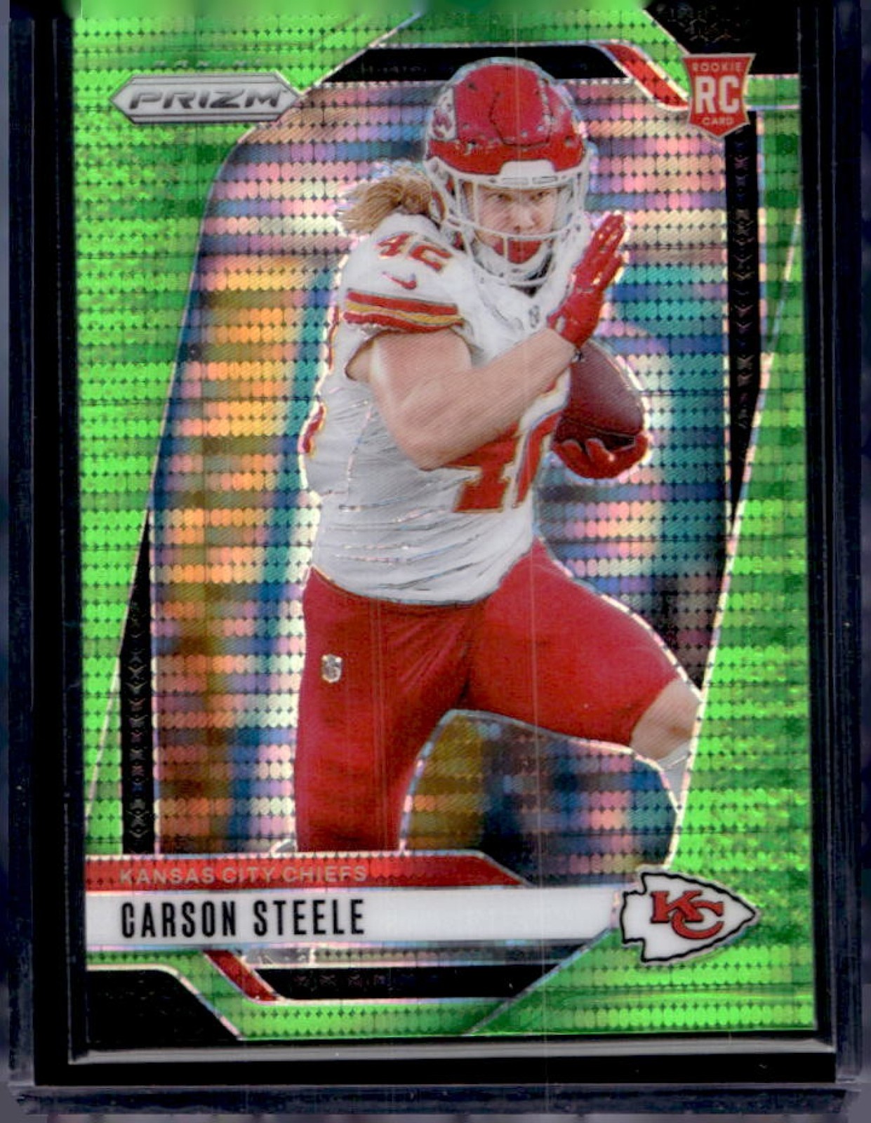 2024 Prizm Carson Steele RC Neon Green Pulsar Rookie #377 Chiefs