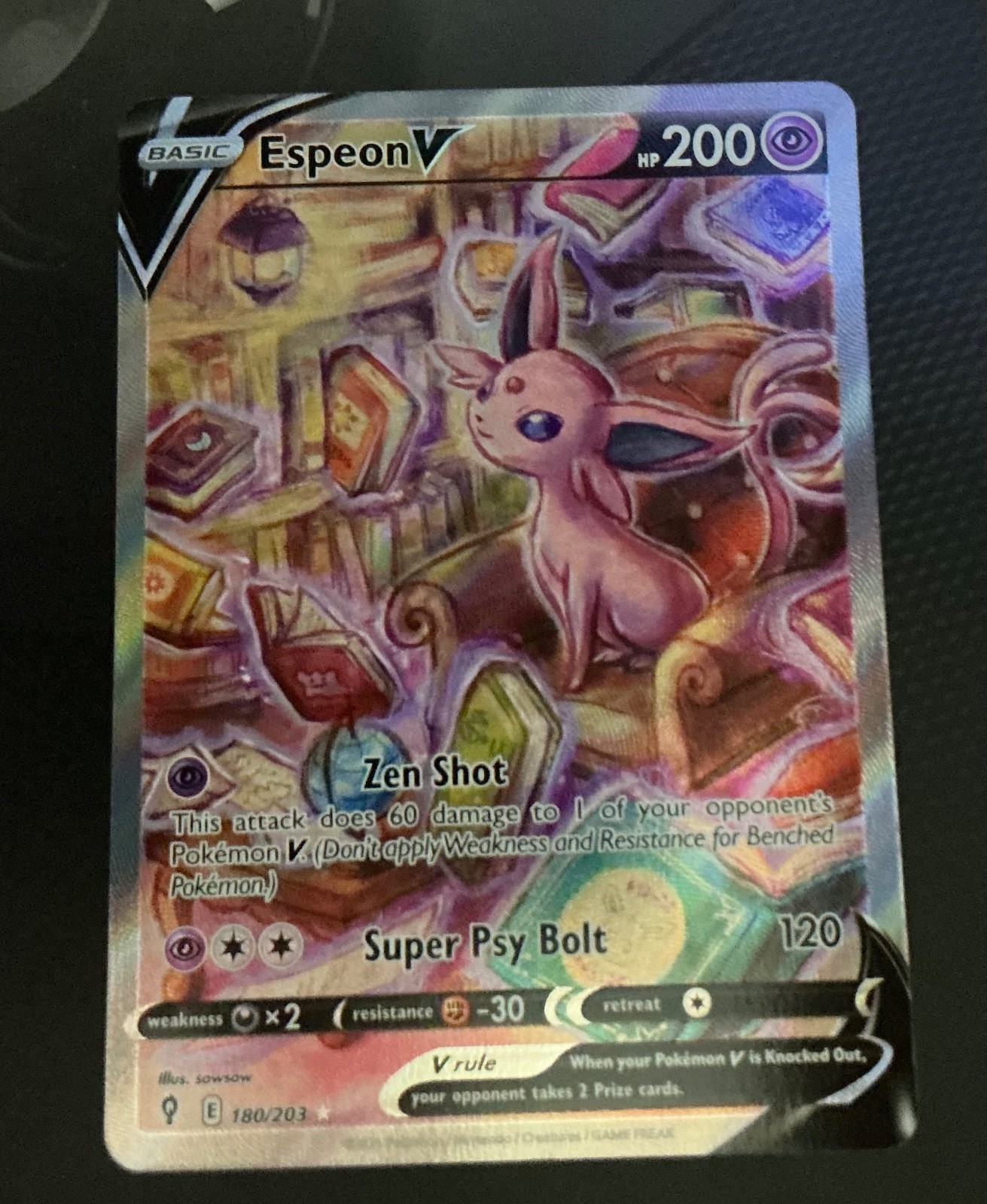 2021 Pokémon Espeon V 180/203 Evolving Skies Alt Art Ultra Rare NM Raw