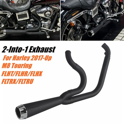 For Harley Road King Gilde 17-25 2-into-1 Full Exhaust System Muffler W/ End Cap