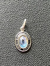 Vintage 925 Blue Glass Stone Charm T C Williams High School Pendant Stamp Used