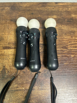 Lot Of 3 Sony PlayStation Move CECH-ZCM1U Black Motion Controller PS3 UNTESTED