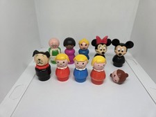  28 Vintage Fisher Price lot/9 plastic little people: Mom Girls Dog Susan Mickey