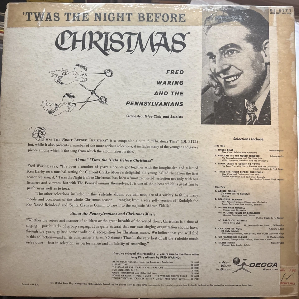 Fred Waring ‘Twas The Night Before Christmas LP Decca Mono Norman Rockwell EX!!! Foto 2 de 4