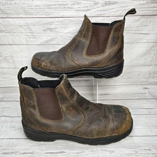 Thorogood Men's Safety Workwear Chelsea Boots Brown Leather Size 10.5 Distressed