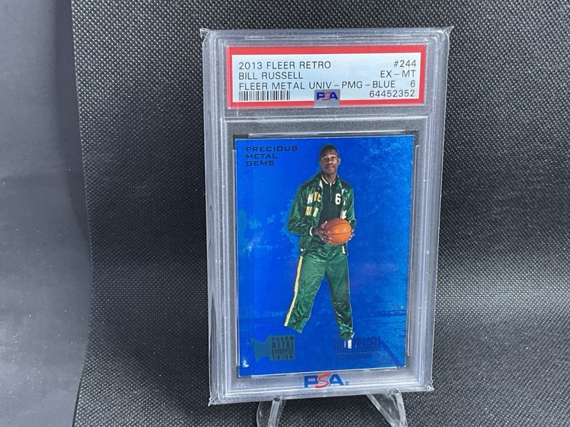 2013 Fleer Retro Bill Russell #244 EX-MT 6 Fleer Metal Univ-PMG-Blue