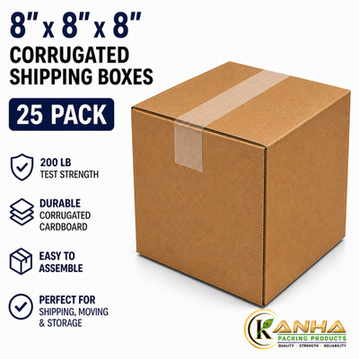 25 -8x8x8 Cube Corrugated Shipping Packing Moving Mailing storage Cartons Boxes