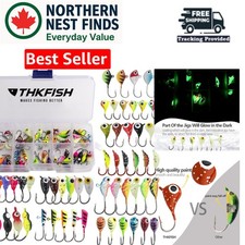Complete 54pcs Multicolor Ice Fishing Jigs – Knife Edge Point for Better Hook-Up