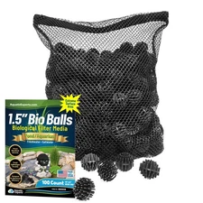 Bio Balls Filter Media - 1.5 Inch Large, 100 Count, 10x12 Mesh Bag | Pond &