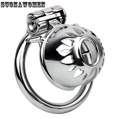Male Chastity Cage Chastity Belt Hollow Lock Glans Ring Piercing Device For Men