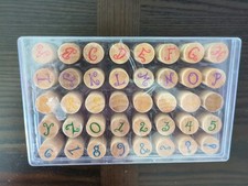 Wooden Rubber Stamps Alphabet And Numbers 40 PC With Case