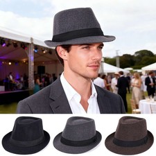 Men's Classic Thick Short Brim Soft Felt Jazz Hat Trilby Cap Fedora Hat NEW 