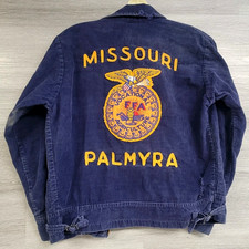 VINTAGE FFA JACKET CORDUROY CHAIN STITCH FUTURE FARMERS DISTRESS UNISEX SIZE 34
