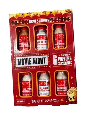 Movie Night Popcorn Seasoning Gift Set 6 Flavors Gluten Free 4.62 oz New