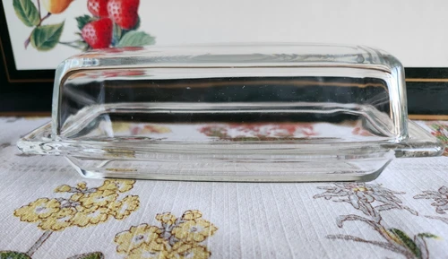 Vintage Pyrex Clear Glass Butter Dish 72-B Base with Matching Lid