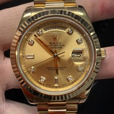 Rolex Day-Date II 218238 Yellow Gold Champagne Diamond Dial 12