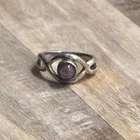Vintage Unique 925 Silver Purple Gemstone Ring Gift- Size L