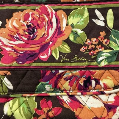 Vera Bradley English Rose Garden Large Messenger Bag Brown Floral