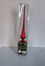 Christmas Tree Topper Red with Gold Sparkle Poinsettia Tall Pointed