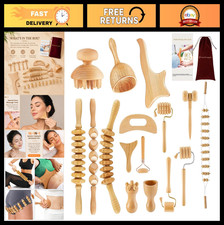 16Pcs Wooden Massage Therapy Tools Set, Gua S...
