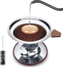 Fast Brew Pour Over Coffee Maker, Stainless Steel Filter for Fine Coffee Grounds