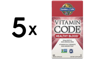 5 x Garden of Life Vitamin Code Healthy Blood - 60 vcaps (244,42 EUR/kg)