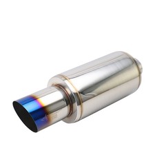 Blue 3 Id 4.5 Od Rolled Straight Exhaust Muffler Tips 6.65 Body 520mm Long